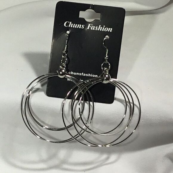 Multi-Circle Wire Dangle Earrings (UC3) - Picture 2 of 5